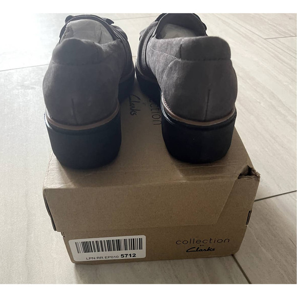 Clarks Gray Suede Loafers - Picture 4 of 5